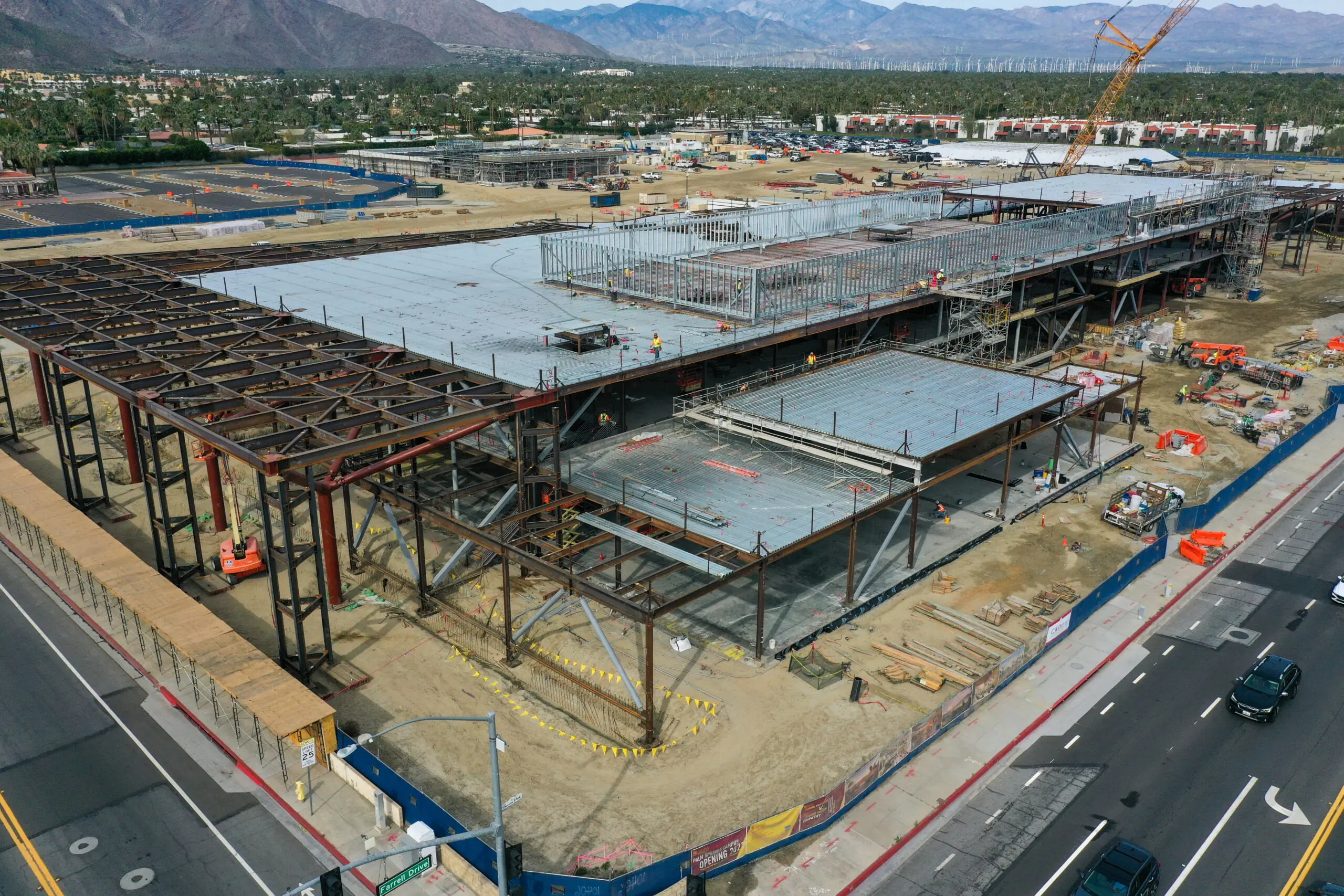 Construction progress of the Academic Accelerator from Baristo street looking west